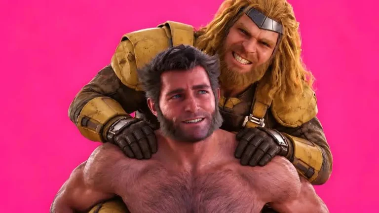Wolverine e Dentes-de-Sabre em composição promocional que ilustra a polêmica sobre a relação entre os personagens em Marvel’s Wolverine.